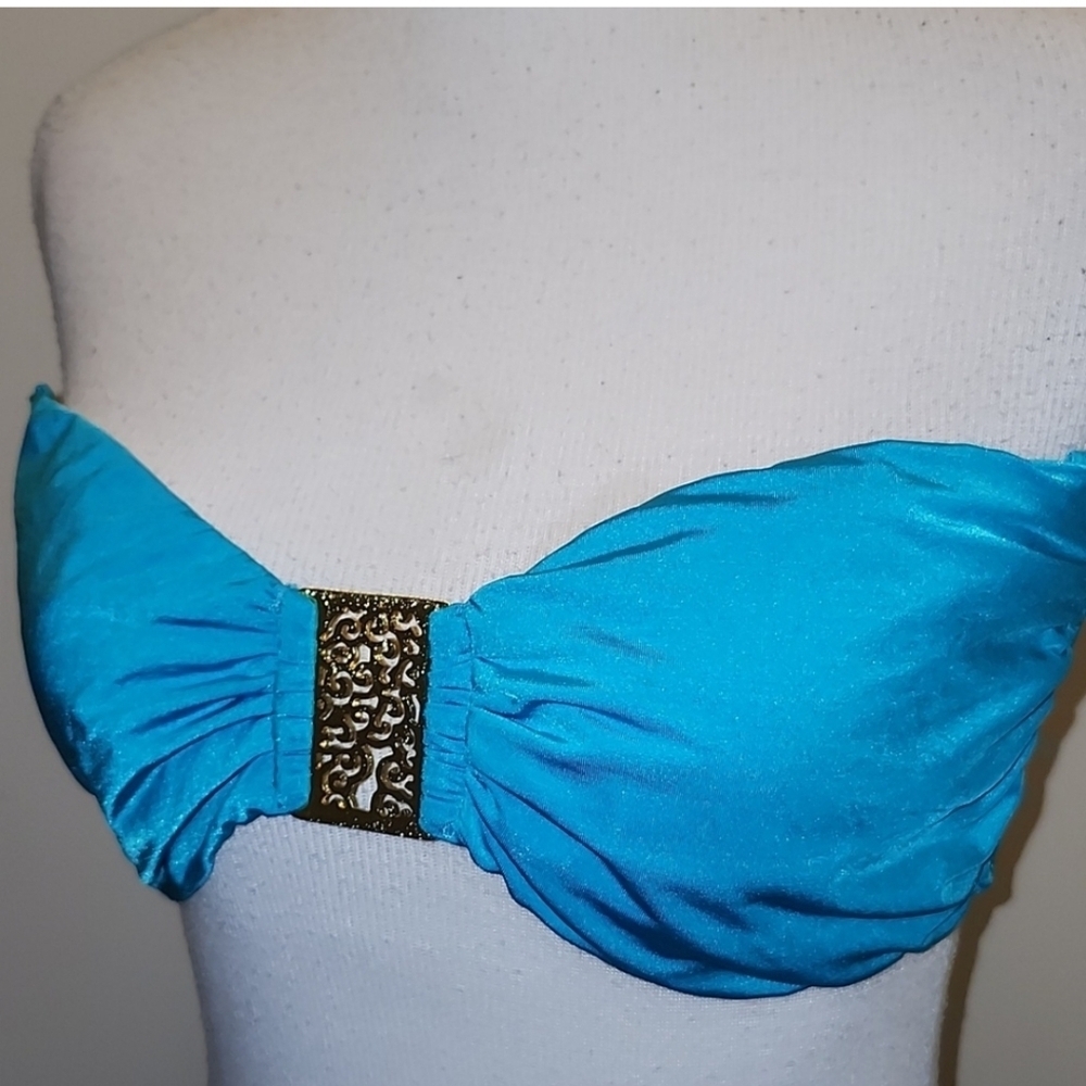 Trina turk bikini top size 14 Blue Strapless